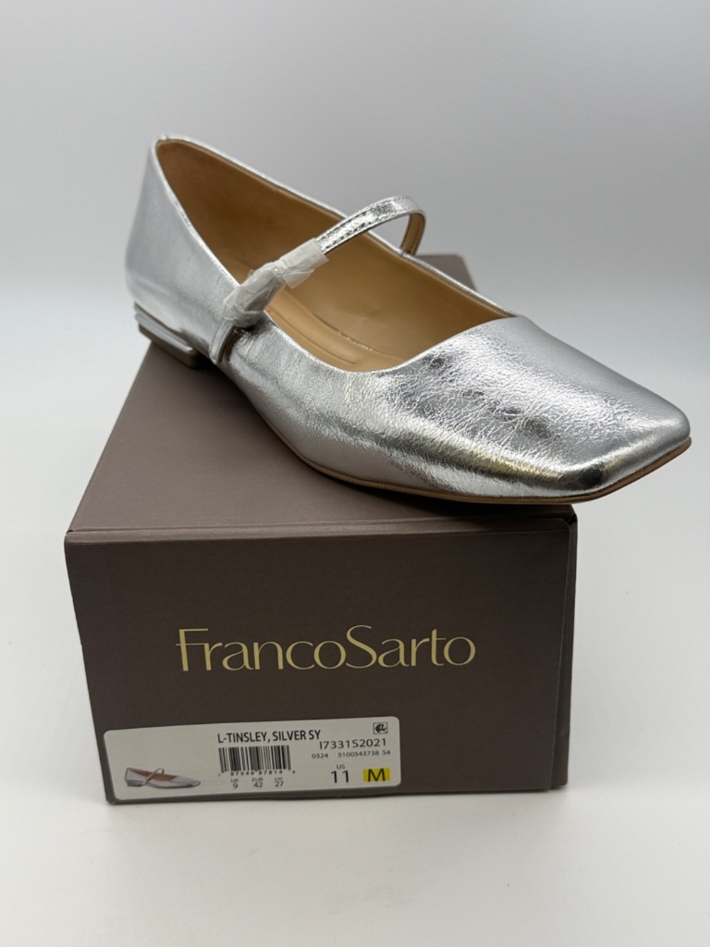 Franco Sarto Metallic Silver Mary Jane Flats